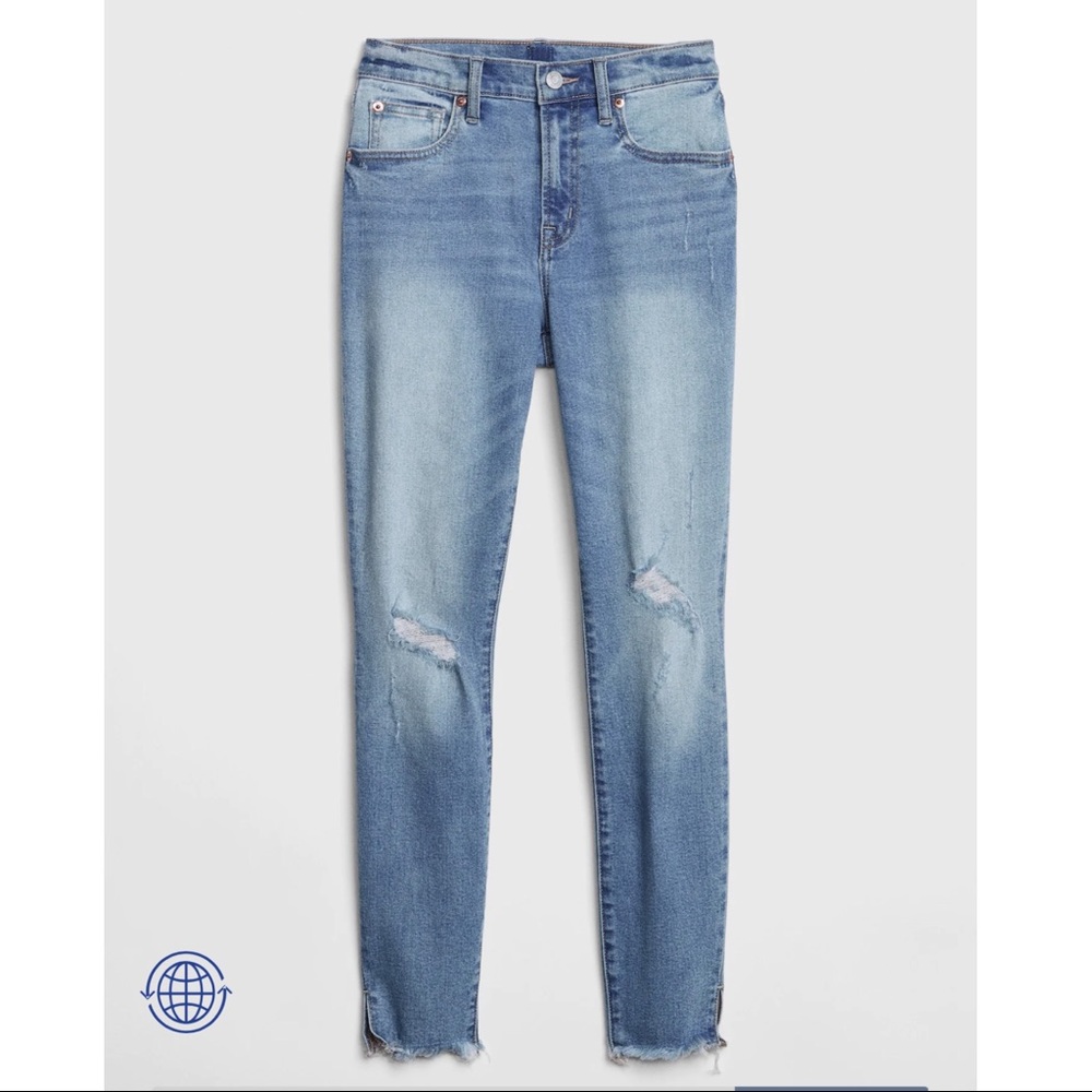 Gap Mid Rise Distressed True Skinny Ankle Jeans